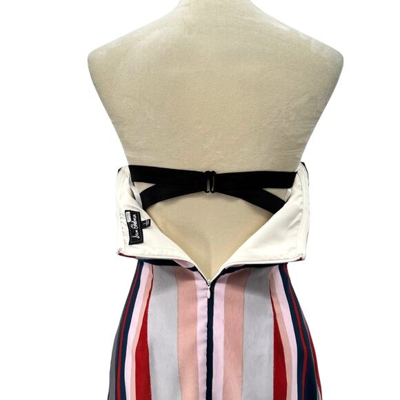 Sam Edelman Multicolor Stripe Bow Detail Strapless Fit & Flare Pencil Dress - Picture 9 of 14